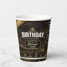 Design de Copo de Papel de Aniversário Preto e Dou