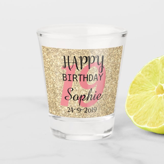 Design de copo de shot personalizado para 19º aniv (Frente)