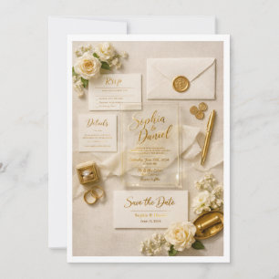 Design de costas de convite de casamento em acríli