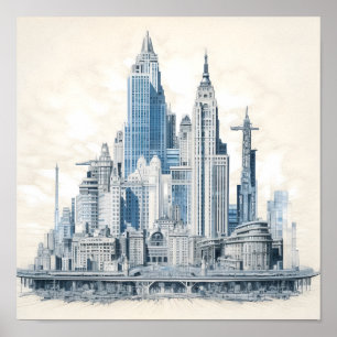 Design de Estilo de Impressão Blueprint de uma Cid