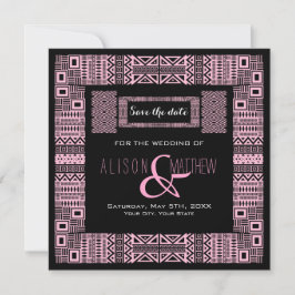 Design de étnico Rosa Preto Guarde o Convite de Da
