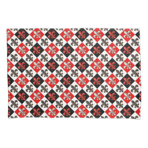Design de Fleur-de-lis, branco-preto-vermelho