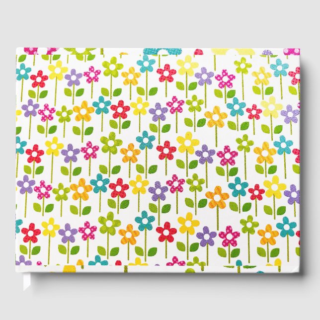 Design de Flor Colorida do Livro Convidado (Frente)