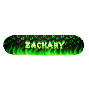 design de fogo verde de skate e chamas.