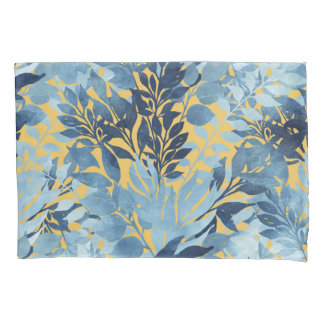 Design de Folhagem Azul-Amarelo Tropical