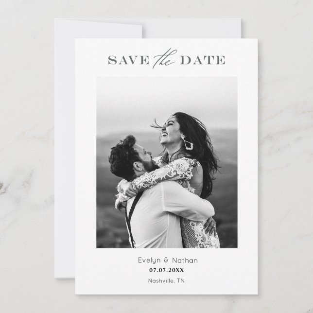 Design de Fotografia Mínima Moderna Salva A Data (Frente)