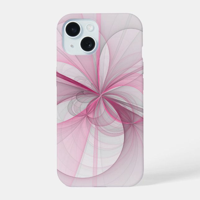 Design de Fractal Cinza Rosa Claro Abstrato Modern (Verso)