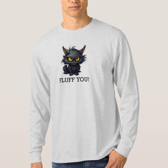 Design de Gato Negro Bebê - Camisa de Capa Longa B (Frente)