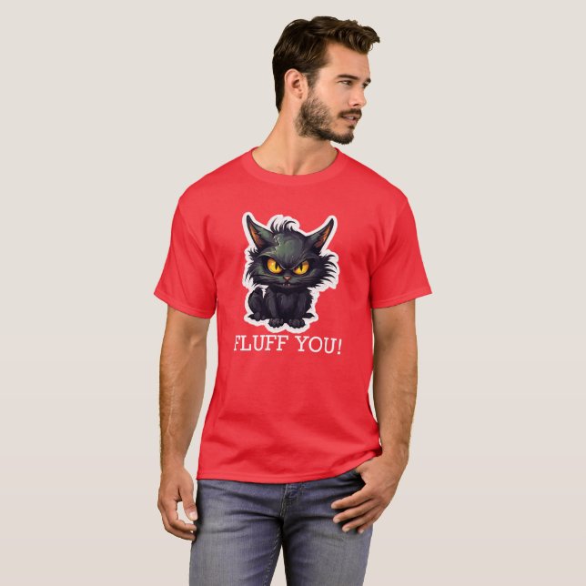 Design de Gato Negro Bebê - Camisa Escura Básica (Frente Completa)