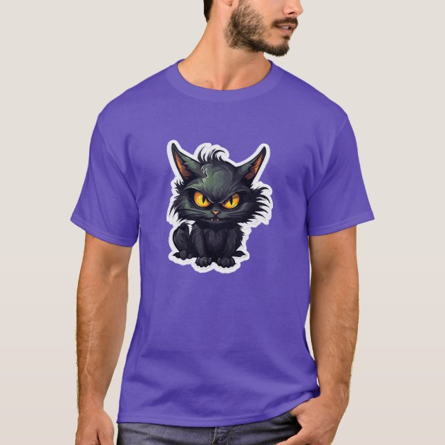 Design de Gato Negro Bebê - Camisa Escura Básica (Frente)