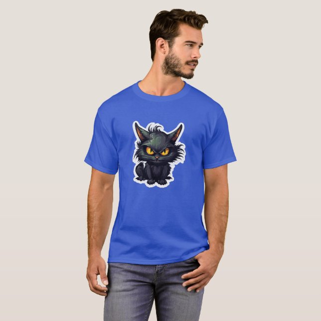 Design de Gato Negro Bebê - Camisa Escura Básica (Frente Completa)