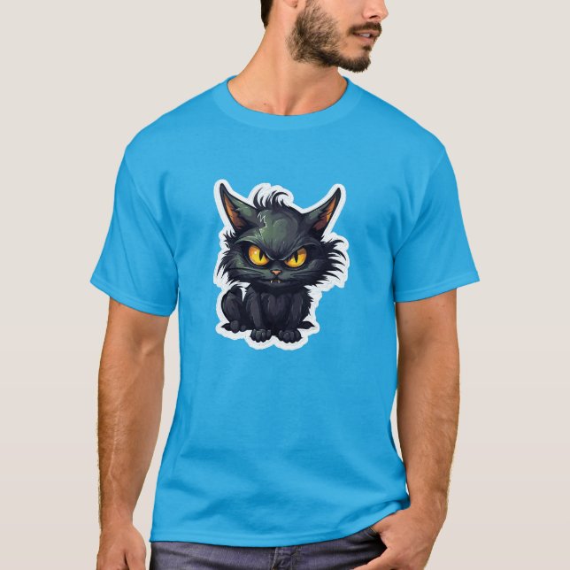 Design de Gato Negro Bebê - Camisa Escura Básica (Frente)