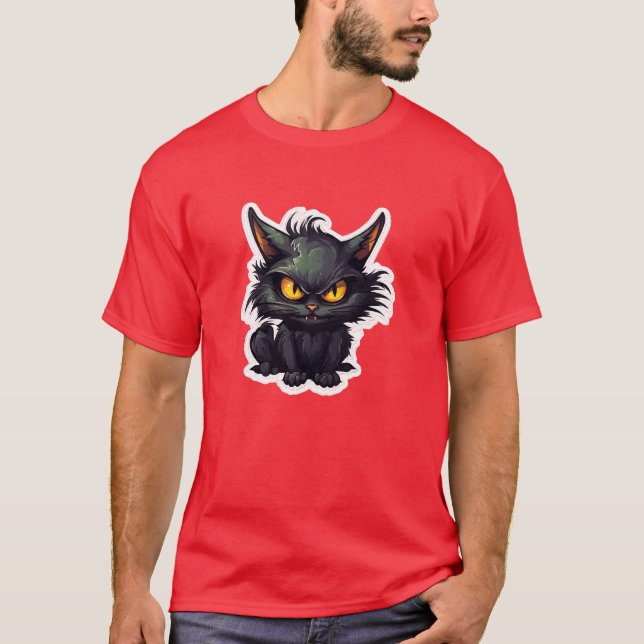 Design de Gato Negro Bebê - Camisa Escura Básica (Frente)