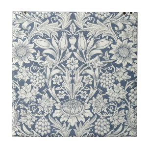 Design de girassol (por William Morris) Azulejo ce
