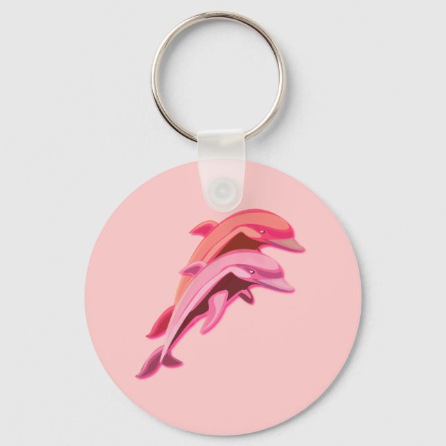 Design de golfinho rosa Chaveiro cor-de-rosa (Frente)