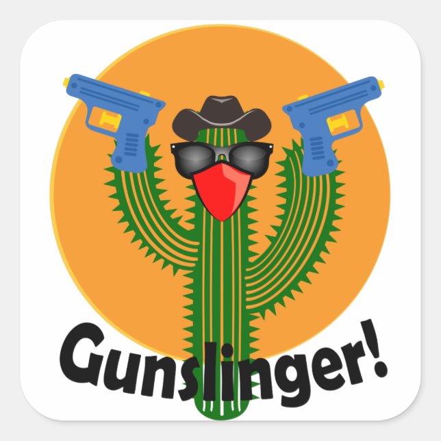 Design de Gunslinger Cactus - Adesivos Quadrados,  (Frente)