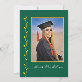 design de hera dourada com anúncio de graduação de