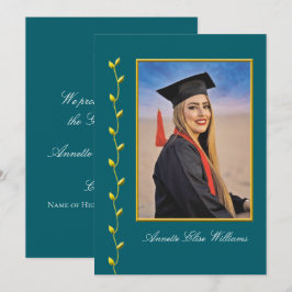 design de hera dourada com anúncio de graduação de