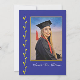 design de hera dourada com anúncio de graduação de