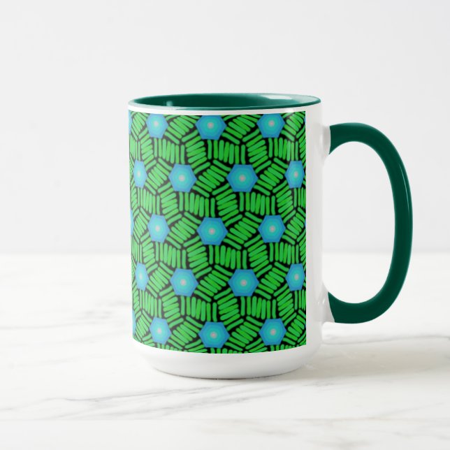 Design de Jimette da CANECA do bloco azul e verde (Direita)