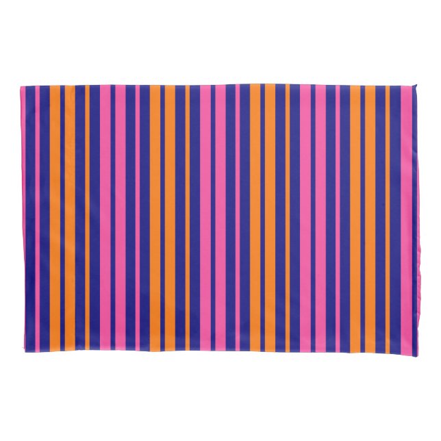 Design de Listras Verticais Laranja Azul Rosa   (Frente)