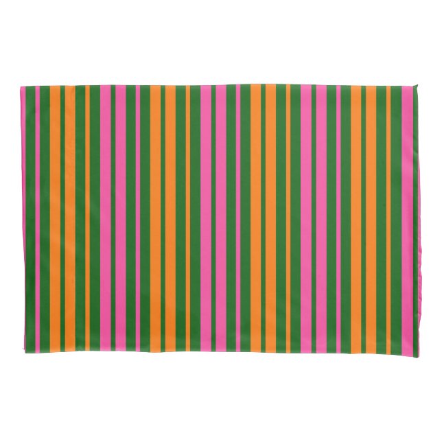 Design de Listras Verticais Laranja Verde Rosa   (Frente)