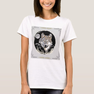 Design de lobo cinza solitário em camiseta