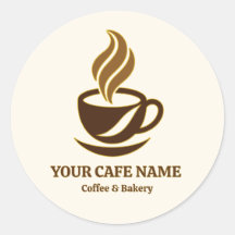 Design de logotipo de adesivo de abertura de café