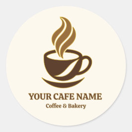 Design de logotipo de adesivo de abertura de café