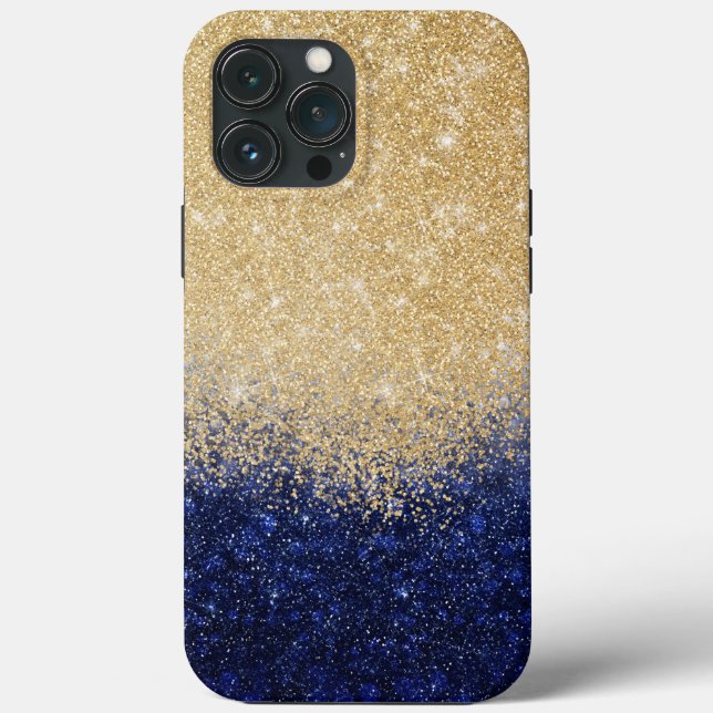 Design de luxo de Ombre Dourado e azul com brilho (Verso)