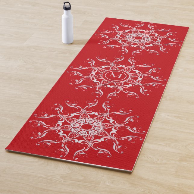 Design de Mandala Barroco Vermelho. Tapete de yoga (In Situ)