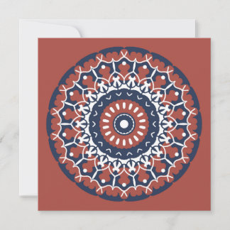 Design de Mandala em vermelho e azul convite