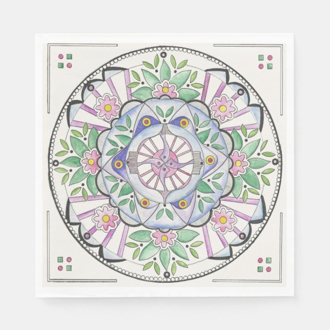 Design de Mandala Floribunda em guardanapos de pap (Frente)
