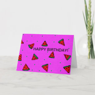 design de melancia de cartão de aniversário feli