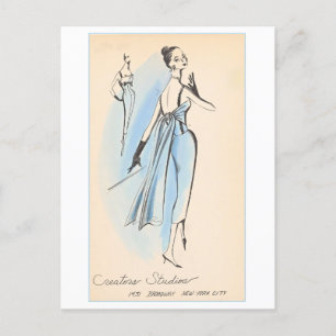 Design de Moda Vintage para Cartão Postal de Vesti