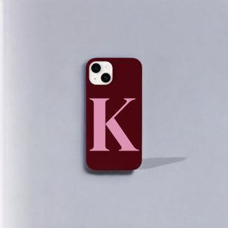 Design de Monograma Inicial Rosa Merlot Personaliz