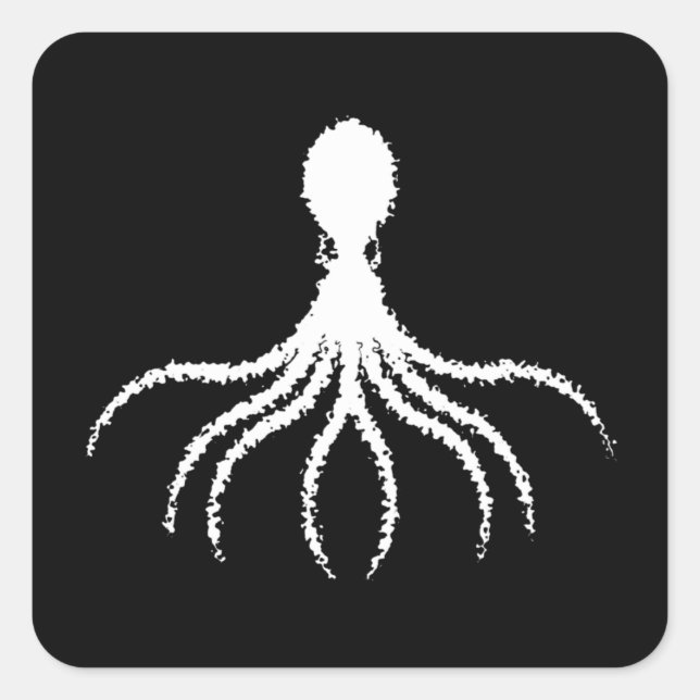 Design de Octopus Distante - Adesivos Quadrados (Frente)