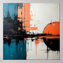 Design de onda retroativa 02 Poster quadrado