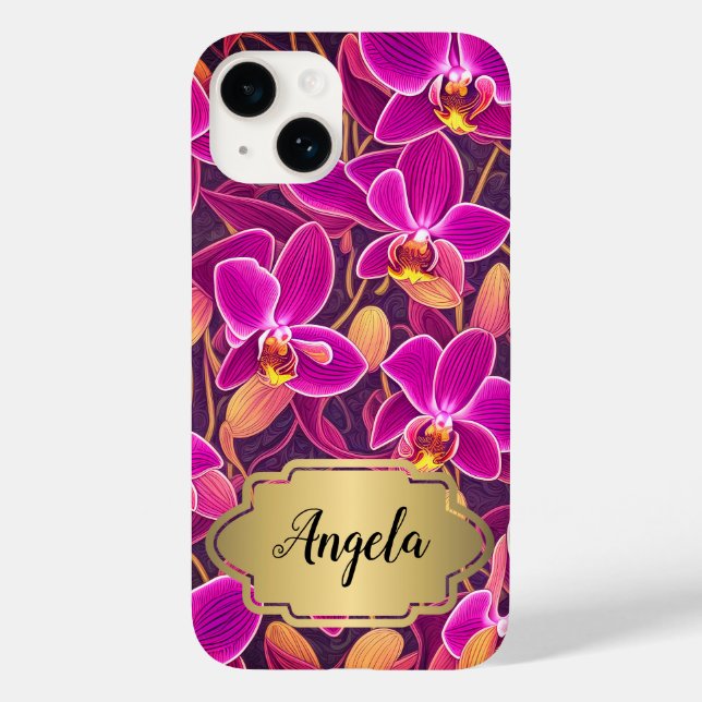 Design de Orquídea Rosa Púrpura Bela Personalizada (Verso)