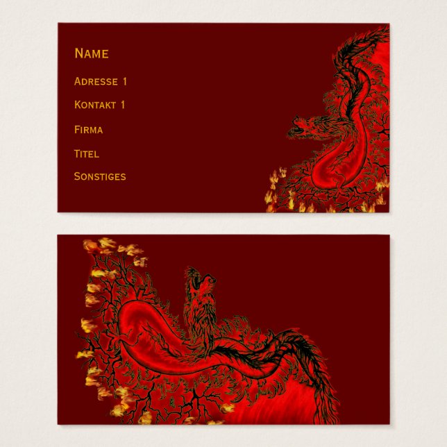 Design de ouro e vermelho do Dragão da China (Frente & Verso)