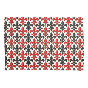 Design de padrão do Red Black Barroco Fleur-de-lis