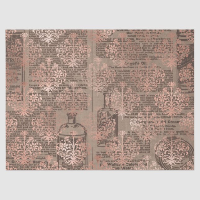 Design de papel Dourado Ephemera Rosa 6 (Frente )