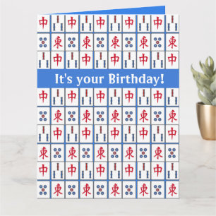 Design de Peças de Jogo de Mahjong em Cartão de Cu