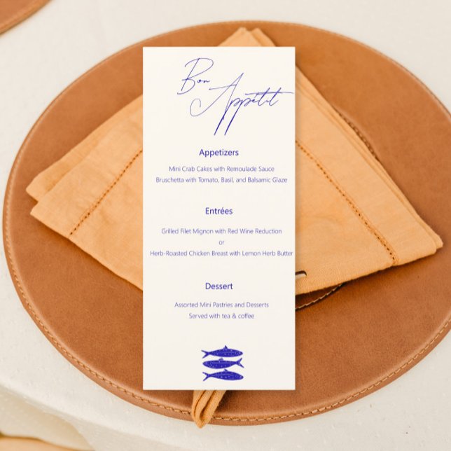 Design de Peixe Azul Menu Casamento Itália (Criador carregado)
