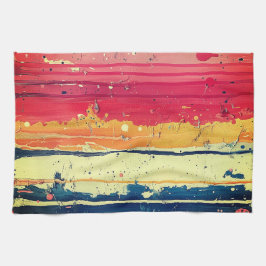 Design de pintura abstrato na toalha da cozinha