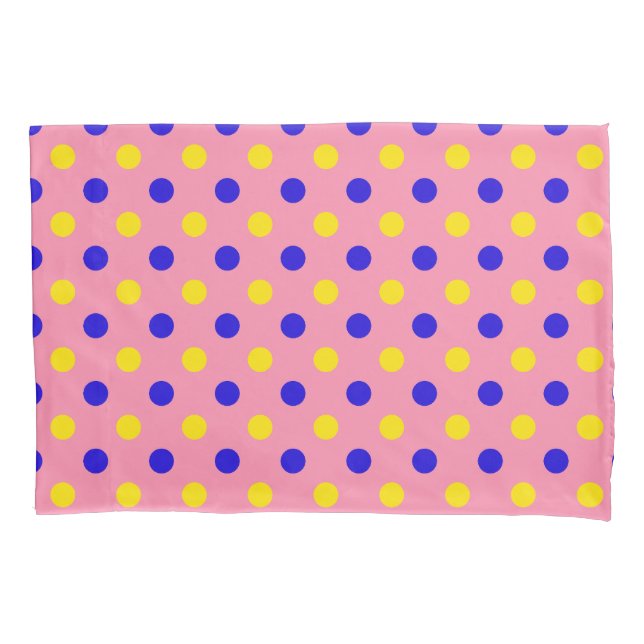 Design de Pontos Polka Azul Rosa Amarelo  (Frente)