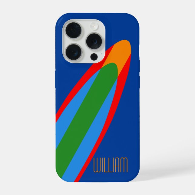 Design de prancha de surf azul capa para iPhone 15 (Verso)
