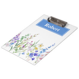 Design de Prancheta com Nome Personalizado e Flora