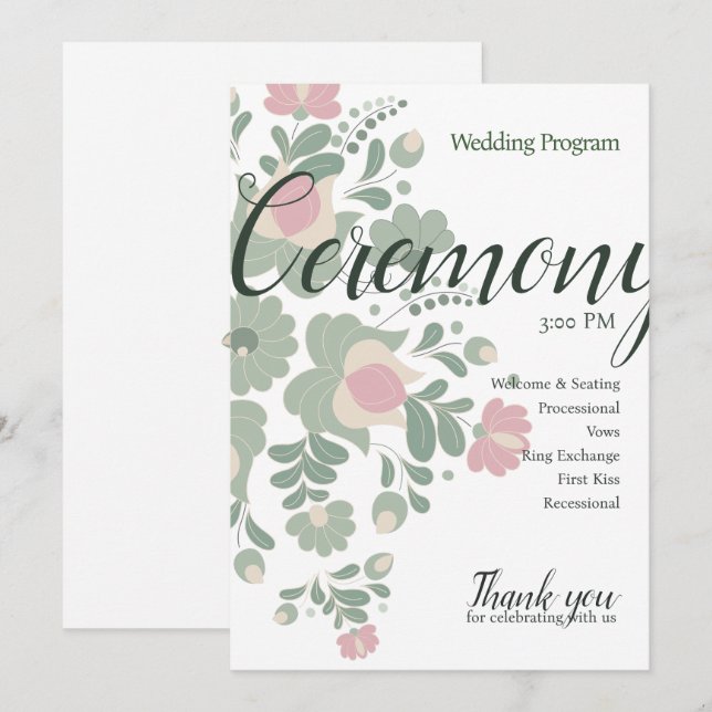 Design de Programa de Casamento de Flores Silvestr (Frente/Verso)