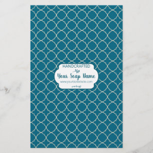 Design de Quatrefoil Azul e Creme Papel Molhado